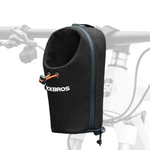 ROCKBROS Porte-Bidon Vélo Pliant Sacoche Avant Bidon 1,5L Guidon Calibre Réglable Jusqu'à 8cm Sac Petit Boisson Parapluie Lunettes Gants pour Scooter Trottinette Électrique VTT Noir (ROCKBROS Europe, neuf)