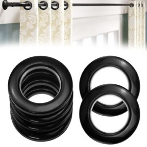 QUCUMER 20 Pcs Anneaux &agrave; &OElig;illets de Rideau 40 mm en Plastique &agrave; Clipser pour Tringle &agrave; Rideaux - Chambre, Douche, Vestiaire, Noir (GEORGIOU-A, neuf)