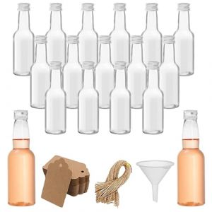 Mini Bouteille Vide pour Alcool, 15 Pièces Bouteille D'eau Liquide 100ml, Mini Bouteille de vin Avec Couvercle Argenté, Mini Bouteilles de Liqueur Petites, Flacon en Plastique Réutilisable, pour Fêtes (TZMH Eur, neuf)