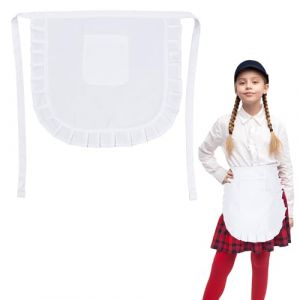 Lusofie Tablier Blanc Enfants Cosplay Cuisine Party Favor Convient Egalement aux Enfants Tabliers Dentelle Blanche Classique Halloween Party Cosplay Costume Robe Accessoires Maid Demi Tablier (Bincang, neuf)