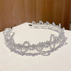 Accessoires pour cheveux Le nouveau bandeau en cristal femme super fée tempérament sauvage strass tissé à la main accessoires pour cheveux bandeau à pression, fleur en cristal gris argenté (foshanjiningpingshangmaoyouxiangongsi, neuf)