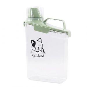 Boite a Croquette Pour Chat 2L Conteneur Pour Aliments Animaux de Compagnie Container Croquette Avec Gobelet Doseur Aliments Animaux Conteneur Chat Portable Boite Croquette-Sans Bpa Vert Transparent (qingdaikeji, neuf)