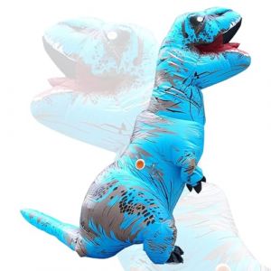 Eayaele Costume Dinosaure Adulte, Dinosaure Gonflable, Costume de Dinosaure T-rex pour Cosplay Halloween F&ecirc;te Costum&eacute;e (Bleu) (Leqing Leasing Co., Ltd, neuf)