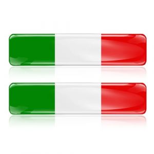 Autocollant Écusson Italie, 2 pcs Voiture en métal de Drapeau de l'Italie Signe des Autocollants emblème, Surface Brillante comme du Verre, Pour Personnalisation d'Objets et Véhicules, 1.5 * 8cm (TianJinYiChenShangMaoYouXianGongSi, neuf)