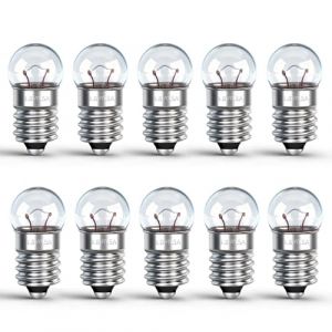Caldarax Lot de 10 Mini Ampoules E10 DC 4.8V 0.5A, Blanc Chaud 3000K, E10 Petit Culot à Vis, Miniature Ampoules pour Lampe Torche, Expériences Électriques, Crèche de Noël, Voyant de Signalisation (XiMing Co. Ltd, neuf)