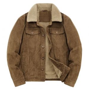 Veste de camionneur en velours c&ocirc;tel&eacute; pour homme, vestes en velours c&ocirc;tel&eacute; vintage, vestes de camionneur d&eacute;contract&eacute;es &agrave; revers, manteaux d'hiver chauds &eacute;paissis boutonn&eacute;s, kaki, XXL (SINSET, neuf)