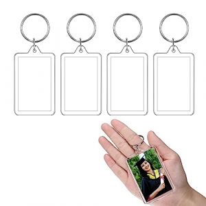 Jaimela 4 Pièces Porte-Clés Photo en Acrylique, Porte Clef Photo Transparent Vierge, avec Anneau Brisé pour Photo 2.7 * 4.6cm, pour Clés, Travaux Manuels, Cadeaux (KULIU-EU, neuf)