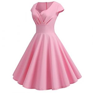 2024 Robe Vintage Ann&eacute;Es 50 Pin Up Femme &agrave; Pois Vintage R&eacute;tro Mi Longue El&eacute;gante Style 1950's Audrey Hepburn Robe de Soir&eacute;e Cocktail sans Manches Rockabilly Ann&eacute;e 50 Swing Pliss&eacute;e Robe (⭐⭐⭐⭐⭐AEGJEGVD⭐⭐⭐⭐⭐, neuf)