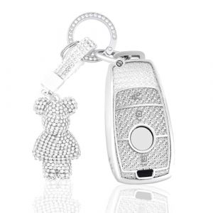 OFF WE GO Coque Clé Etui Cles pour Mercedes Benz A B C E G S SL CLS Klasse SLC CLA GLB GLC GLE GLS W205 S205 C205 A205 C260L Étui Clés Boitier Clé Voiture Protecteur Clé Voiture avec Porte-clés, Blanc (OFF WE GO, neuf)