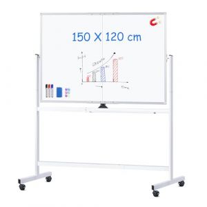 maxtek Tableau blanc mobile, avec support, 150 x 120 cm, cadre magnétique double face, en aluminium, avec stylos, éponges, effaceur (maxtek-FR, neuf)