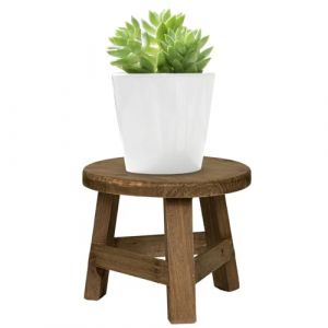 M-ini 17,8 × 17,8 × 15 cm Support d'affichage de tabouret – Tabouret de jardinière en bois, petit tabouret en bois pour enfant, support rond en bois, support de pot de fleurs en bois, tabourets ronds (fuctied, neuf)
