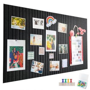 Grand tableau d'affichage autocollant en feutre - 60 x 40 cm - IVEOPPE d&eacute;coratif en feutre - 0,9 cm d'&eacute;paisseur - Pliable - Tableau m&eacute;mo - D&eacute;coration murale pour bureau et cuisine - Noir (IVEOPPE-EU, neuf)