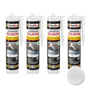 Isolbau Lot de 4 cartouches de silicone pour aquarium - 300 ml - Transparent - Élasticité permanente - Pour aquarium et construction en verre - Pour intérieur et extérieur (isolbau, neuf)