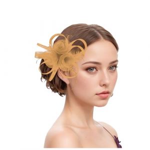 Chapeau bibi vintage pour femme - Voile de mariée - Accessoire de cheveux - Plume - Voile - Banquet - Chapeau en maille - Barrettes à cheveux élégantes - Pour carnaval, cocktail, thé (Woybda, neuf)