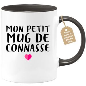 quotedazur Caf&eacute;-Croissant - Mug Personnalisable Texte Photo Humour Mon Petit Mug De Connasse - Tasse Humoristique Femme Cadeau No&euml;l Original R&acirc;leuse Chiante - Noir/C&eacute;ramique (quotedazur france, neuf)