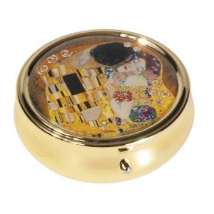 Fridolin Gustav Klimt Le Baiser Bo&icirc;te &agrave; pilules ronde en m&eacute;tal 6 x 2,1 cm (Bambilino, neuf)