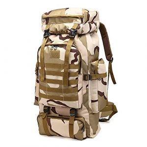 Kabxhueo Sac à dos de randonnée homme 60L-80L sac à dos militaire tactique étanche sac à dos de survie MOLLE grand sac a dos randonnee voyage pour l'escalade, le camping, le chasse,Plateau Camouflage (Rozhuhro Home, neuf)