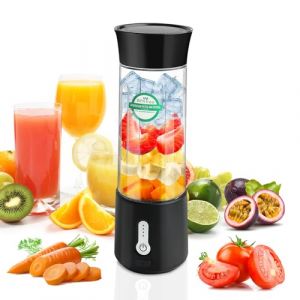 Mixeur portable 500 ml pour smoothies et milkshakes, mini blender portable avec 6 lames en acier inoxydable, blender portable de type C rechargeable (DAMAIL, neuf)