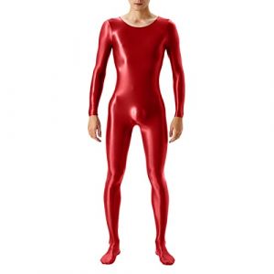 Ensemble de Compression Pour Homme - T-shirt Rashguard à Manches Longues et Pantalon - En Latex Effet Mouillé - Pour Fitness, Gym, Yoga - Rouge, XL (SDFKLJV, neuf)