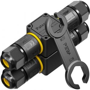 PEBA Connecteur de c&acirc;ble &eacute;tanche 3 p&ocirc;les, bo&icirc;te de d&eacute;rivation IP68 2 voies, connecteur de c&acirc;ble &eacute;tanche 4-12 mm, bo&icirc;te de d&eacute;rivation ext&eacute;rieure, 3 conducteurs, borne de connexion avec levier pour (PEBA-EU, neuf)