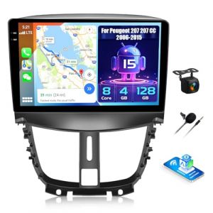 Android 15, 4G+128G GOHHDL Autoradio Navi pour Peugeot 207 207 CC 2006-2015 avec Carplay Android Auto, 9 Pouces Poste Radio Voiture 2Din avec GPS Navi WiFi Bluetooth FM/RDS Radio EQ SWC Caméra (ShenZhenShiYünXiangMaoYiYouXianGongSi, neuf)