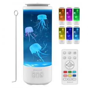Lampe Meduse, 32CM 2.2L Lampe Meduse Lumineuse Aquarium avec Haut-parleur Bluetooth, 7 Couleurs Changeantes+4 Mode D'&eacute;clairage, Lumi&egrave;re de Chevet &agrave; en Forme, Lumi&egrave;re de lave avec 3 Bruit Blanc (BAIBIAO, neuf)