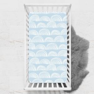 Odot Drap Housse pour Lit de B&eacute;b&eacute;, Impression de Arc-en-ciel Draps Housses Enfants Respirant Douce Extensible Prot&egrave;ge Matelas pour Lit B&eacute;b&eacute;, Berceau, Lit Parapluie (Bleu,100x135 cm) (Odot, neuf)