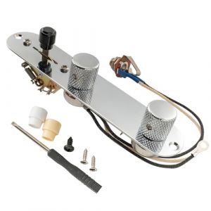 Musiclily Pro Kit C&acirc;blage &eacute;lectronique Pr&eacute;-C&acirc;bl&eacute; Circuit pour Guitare &eacute;lectrique Style Tele American avec S&eacute;lecteur 3 Positions et Potentiom&egrave;tres 2A, Chrome (Musiclily Direct France, neuf)