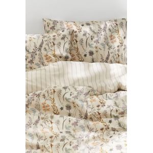Freyamy Housse de Couette 220x240 Beige avec 2 Taies d'oreiller 65x65 cm - Fleurie Parure de Lit Romantique Lavée Douce Microfibre - Réversible Adulte Fille Linge de Lit Fleurs 2 Personnes (Mitchell'SZ, neuf)