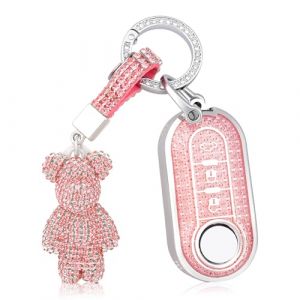 OFF WE GO Etui Cles Coque Cl&eacute; pour Fiat 500 Lancia Ypslon Brava Bravo Cabrio Nuova Doblo Ducato Grande Punto Panda Qubo &Eacute;tui Cl&eacute;s Boitier Cl&eacute; de Voiture Protecteur Cl&eacute; Voiture avec Porte-cl&eacute;s, Rose (OFF WE GO, neuf)