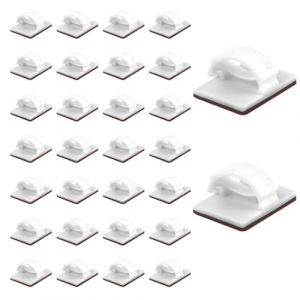 30PCS Clips C&acirc;bles, Clips pour la Gestion des C&acirc;bles, Clips C&acirc;bles Adh&eacute;sif, Accroche C&acirc;ble Adh&eacute;sif R&eacute;glable, Fixation Clips Cable Electrique Convient pour le Bureau et la Maison (WuJiChunMi, neuf)