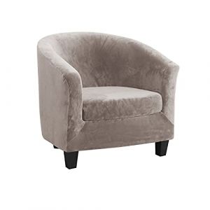 TOPCHANCES Velours Housse de Fauteuil Club Ensemble de Deux Pièces Housse de Fauteuil Extensible Housse Fauteuil Salon Fauteuil Cabriolet Tub Chair avec Housse de Coussin (Marron) (paramount city, occasion)