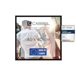 CABBEL Cadre photo 40x40 cm, noir, cadre stable en bois MDF, verre plexi incassable, à suspendre, idéal pour photos/images/collage (Seller4Ever, neuf)