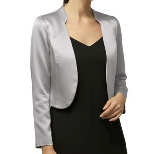 BlackButterfly Formel Satin Manches Longues Bol&eacute;ro Veste (Argent&eacute;, XS) (BlackButterfly Clothing, neuf)