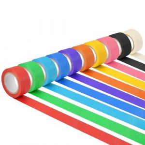 Jinsion 10 Rouleaux Coloré Ruban Masquage 25mm x 10m Ruban de Masquage Peinture, Washi Tape, Masking Tape, Iridescent Ruban Adhésif Décoratif, Ruban Coloré pour Peinture Voiture Bricolage Artisanat (USMSXZS, neuf)