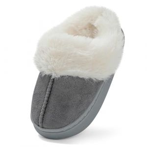 LACOFIA Chaussons Hiver Filles Gar&ccedil;ons Pantoufle Peluche pour Enfant Chaussures Chaud de Maison Chausson Antid&eacute;rapantes Super Doux Gris 30/31 EU (Lacofia, neuf)