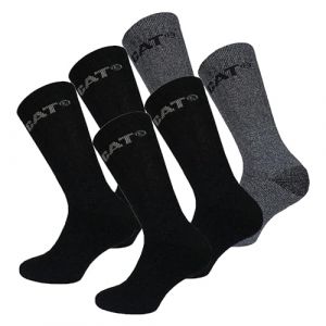 Caterpillar Outdoor Socks 6 paires de chaussettes pour hommes en coton doux avec contr&ocirc;le de l'humidit&eacute;, pointe et talon renforc&eacute;s (Gris, 4650) (Naduf, neuf)