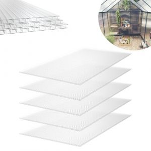 Froadp 14pcs Plaque Polycarbonate Panneaux de Serre D&eacute;coupables R&eacute;sistant aux UV Plaques Alv&eacute;olaires Transparentes 605x1210x4mm Plaques &agrave; Double Paroi Alv&eacute;olaire pour les Serre de Jardin (CHIC Shop, neuf)