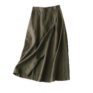 G&eacute;n&eacute;rique Jupe Longue en Coton Et Lin Femme L'&eacute;t&eacute; Taille Haute Casual L&eacute;g&egrave;re Et Respirante R&eacute;tro Daily Boh&ecirc;me Adapt&eacute;e &Agrave; des Vacances Plage Tour De Taille Elastique Mi-Longue Jupe (Z-Dark Green, L) (Keinsow, neuf)