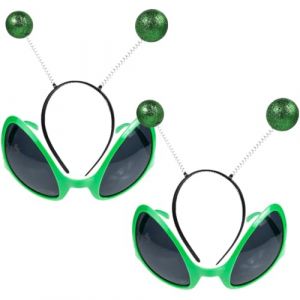 ifundom Serrage-T&ecirc;te Antenne Martienne Vert 2 Pi&egrave;ces 2 Paires de Lunettes Fantaisie Gris Accessoires de D&eacute;guisement Amusants pour F&ecirc;tes Cosplay et Soir&eacute;es &agrave; Th&egrave;me Alien Lot 4 Pi&egrave;ces (Ahern Li, neuf)