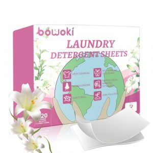 Lessive en Feuille Biod&eacute;gradable-120 Lavages-Lessive ecologique-100% Hydrosoluble et Hypoallerg&eacute;nique,Sans Plastique,Pour Blanc et Couleur-Lessive main voyage,Lessive en Feuilles - Lys (DONGCHUANSHUN LIMITED, neuf)