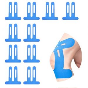 KLINNA PreCut Physio Tape Lot de 10 bandes de kin&eacute;siologie pour le genou | Bande &eacute;lastique et imperm&eacute;able contre les douleurs au genou &ndash; Patch musculaire professionnel pour le sport (bleu) (Mitsausli O&Uuml;, neuf)