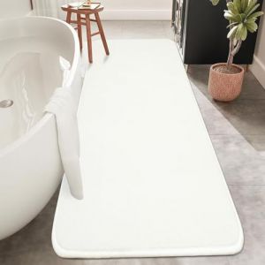 Rururug Tapis Salle de Bain, Tapis de Bain Blanc 50x120cm, Microfibre Tapis Absorbant Antidérapants Lavable en Machine (NYCXSMYXGS, neuf)