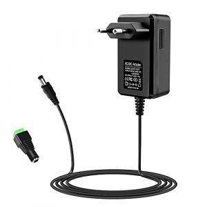SHNITPWR 12V Alimentation 12W Fiche d'alimentation Universelle Transformateur de Tension AC 100V~240V à DC 12V 1A Alimentation avec fiche 5,5x2,5mm pour Bande LED Scanner WiFi Caméra CCTV 1000mA Max (SHNITPWR-EU, neuf)