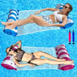Mineup 2 Pièces Bouee Piscine Adulte, Hamac Gonflable, Matelas Gonflable Piscine, Bouée Transat Piscine, Matelas Piscine Filet pour Les Vacances À La Plage (HUAYI -EU, neuf)