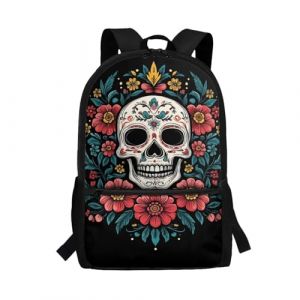 Showudesigns Sac à dos d'école pour garçons et filles 8-12 ans avec poche latérale, Tête de mort rose., taille unique (showu designs, neuf)