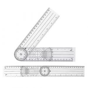 OUDQFCJ Goniomètre Kiné, Rapporteur Circulaire 360°, Transparent et Durable, avec Double Unité de Mesure, Double Décimètre pour Étudiants et Maison (Transparent) (Mapico, neuf)