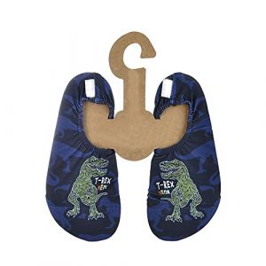 Chaussures de Plage pour Enfants - Chaussures de Ballet Antid&eacute;rapantes - Chaussures de Bain Yoga Piscine, Noires avec Dinosaures Color&eacute;s, en Diff&eacute;rentes Tailles, 18/20 EU (get2trade, neuf)