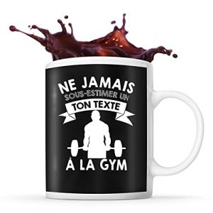 Planetee Mug Gym musculation Prénom métier âge Personnalisable | Tasse drôle pour Sportif | idée cadeau anniversaire Noël fête des Pères (PLANETEE, neuf)