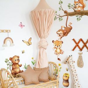 FUFUQUARE Autocollants Muraux Animaux de la For&ecirc;t Stickers Muraux ours Mignon Singe se Balan&ccedil;ant sur une Branche d'arbre en Vinyle Amovibles pour Chambre de B&eacute;b&eacute; Salon Salle de Jeux (FangKuai, neuf)